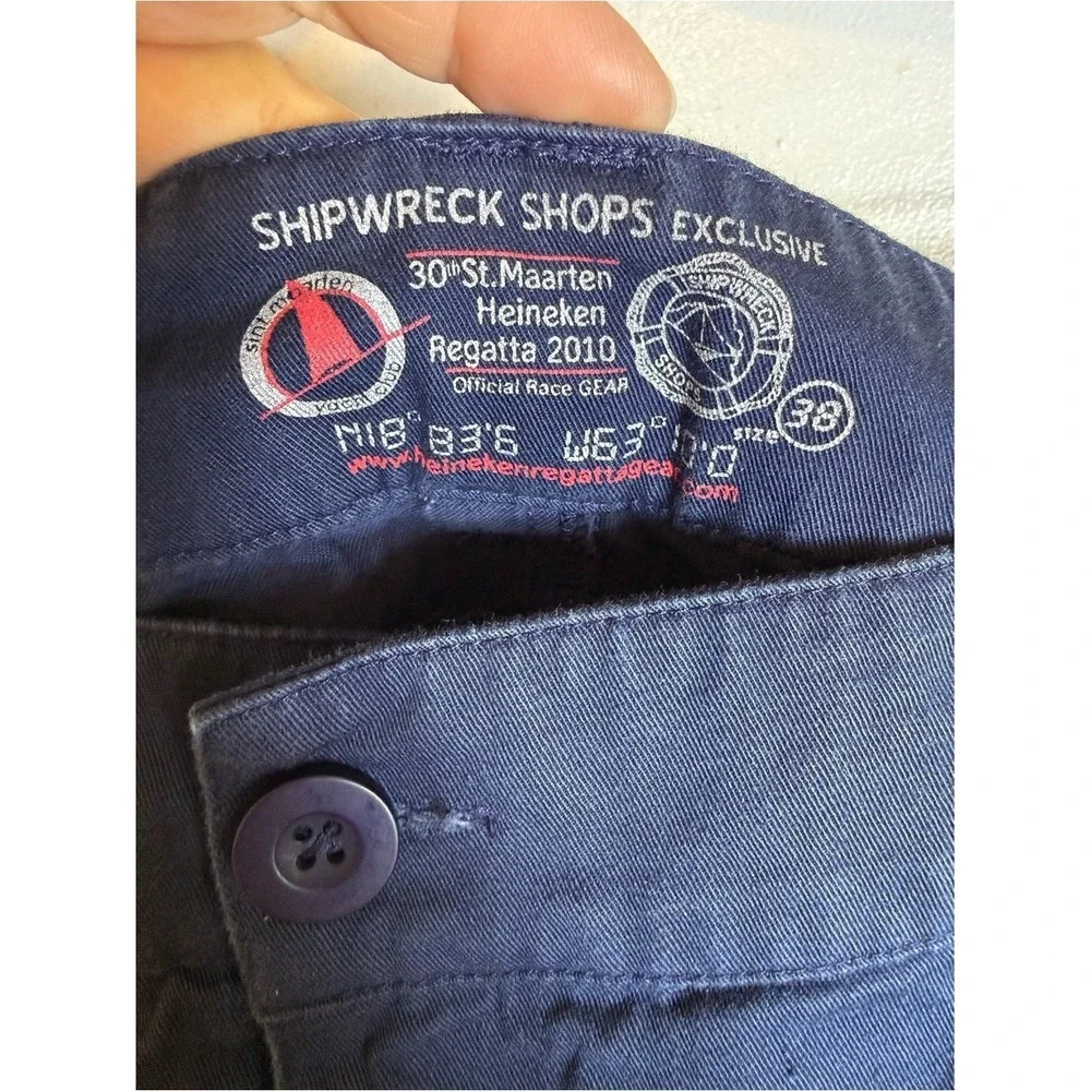 Shipwreck Shops Heineken Regatta 2010 Cargo Shorts Mens‎ 38 Navy Blue Cotton